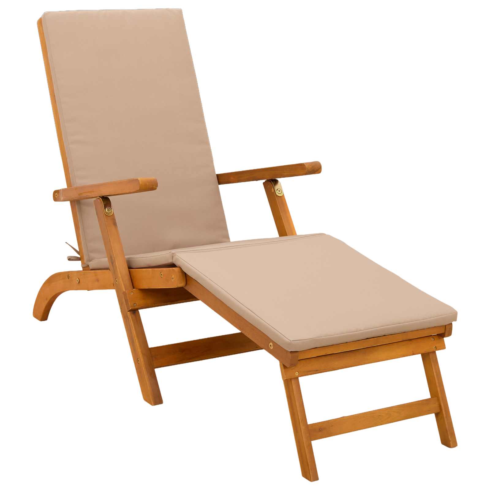 Recliner Y Tumbona Plegable 3 Pcs Madera De Acacia Sólida