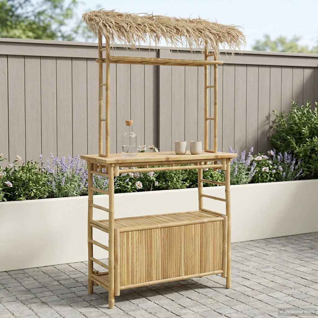 Mesa De Bar Exterior Natural 115 X 55 X 105 Cm Bambú