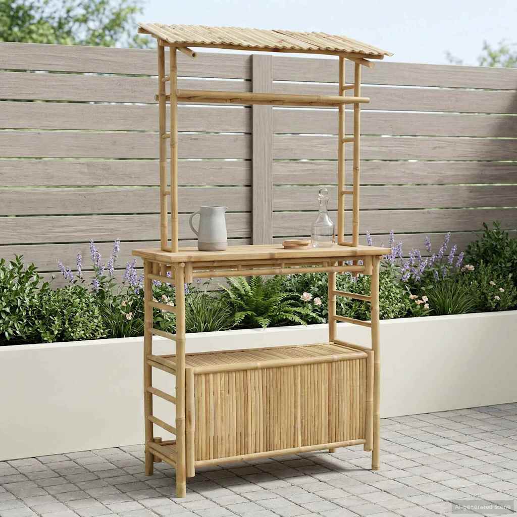Mesa De Bar Exterior Natural 115 X 55 X 105 Cm Bambú
