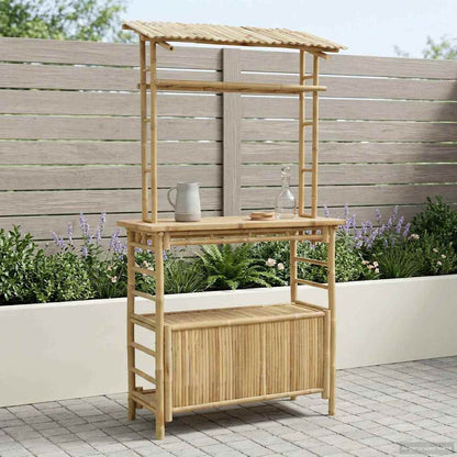 Mesa De Bar Exterior Natural 115 X 55 X 105 Cm Bambú