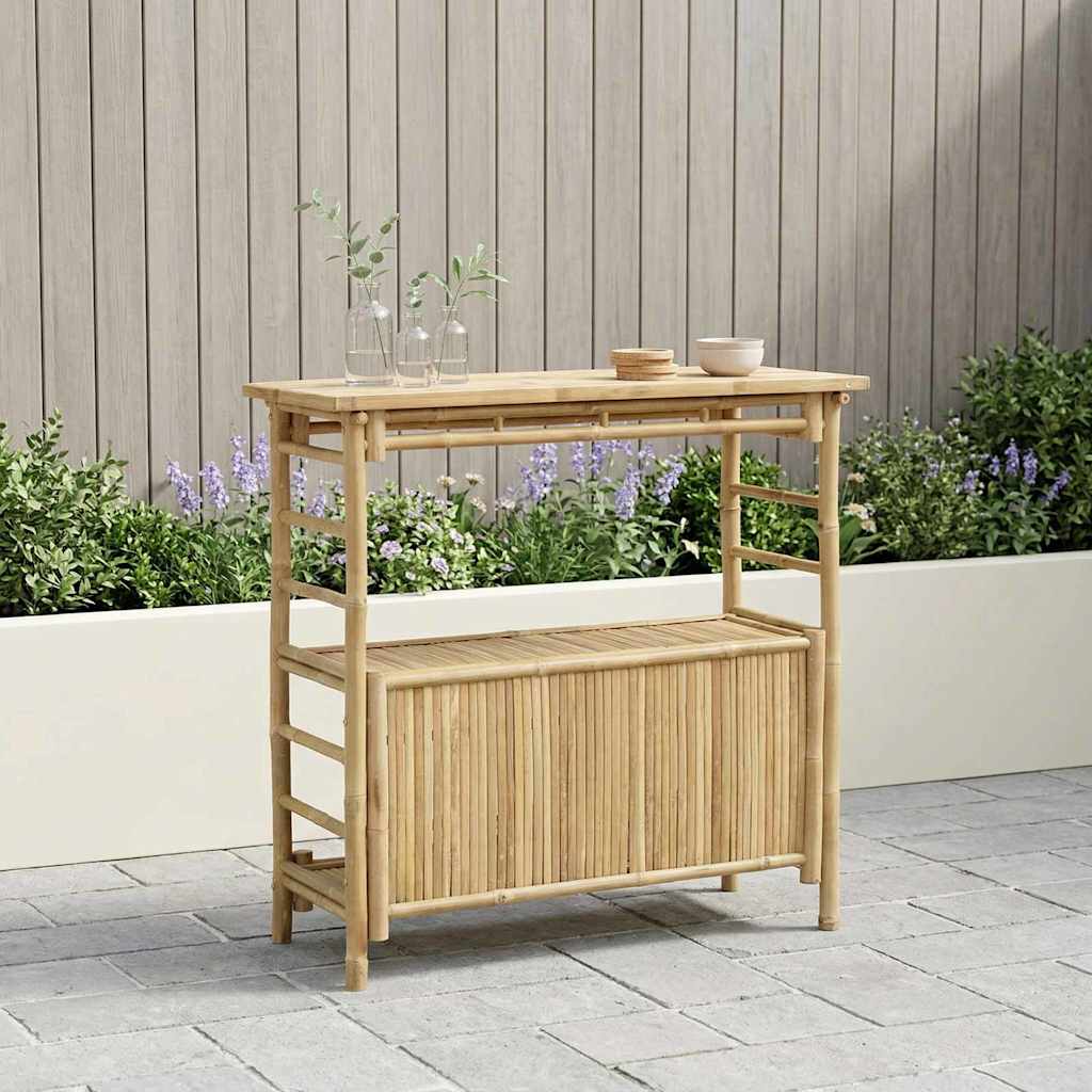 Mesa De Bar Exterior Natural 115 X 55 X 105 Cm Bambú