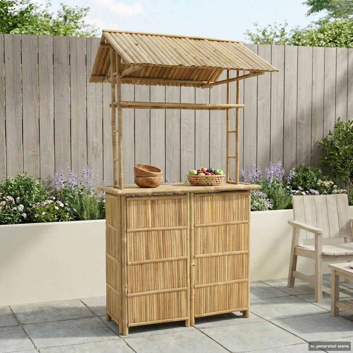 Mesa De Bar Exterior Natural 115 X 55 X 105 Cm Bambú