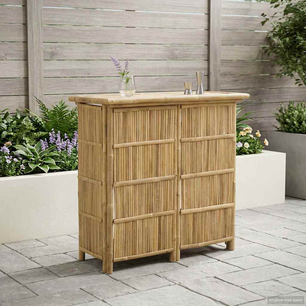 Mesa De Bar Exterior Natural 115 X 55 X 105 Cm Bambú