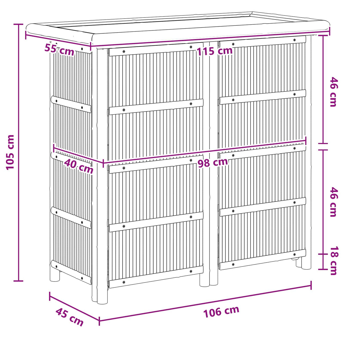 Mesa De Bar Exterior Natural 115 X 55 X 105 Cm Bambú