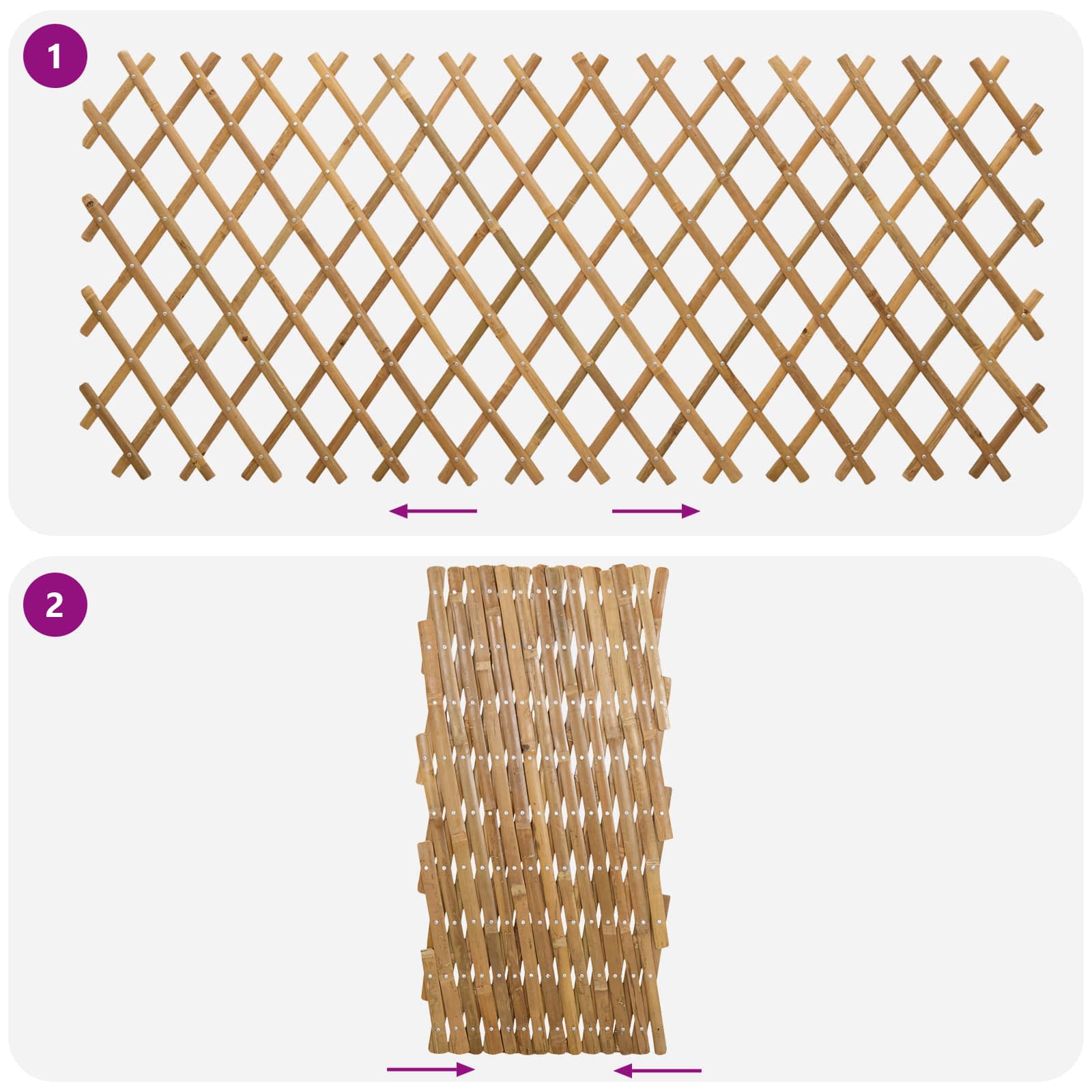 Valla Trellis Expandible 2 Pcs Marrón Claro 100 X 105 Cm Bambú