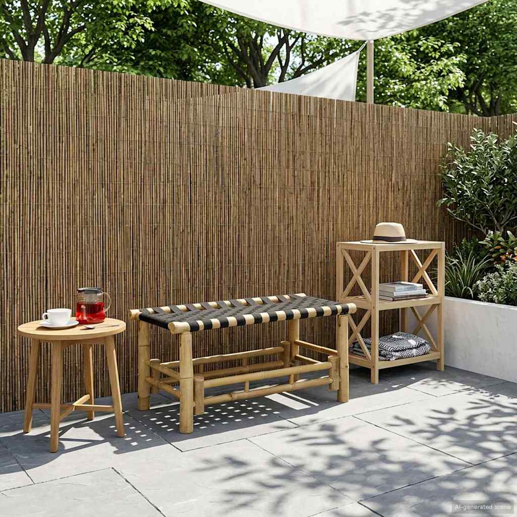Banco De Jardín 110 X 38 X 40 Cm Bambú Natural Rectangular