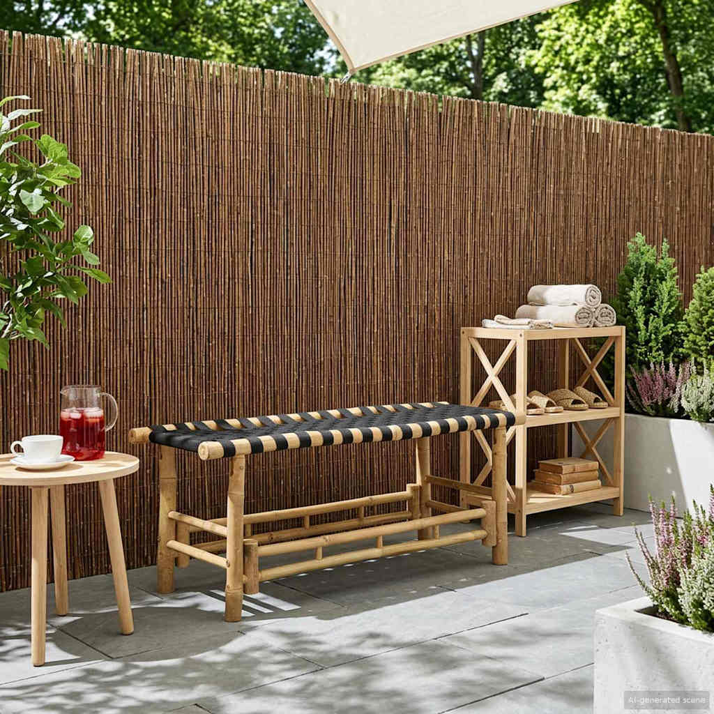Banco De Jardín 110 X 38 X 40 Cm Bambú Natural Rectangular