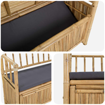 Banco De Almacenamiento De Jardín 110 X 47 X 80 Cm Bambú