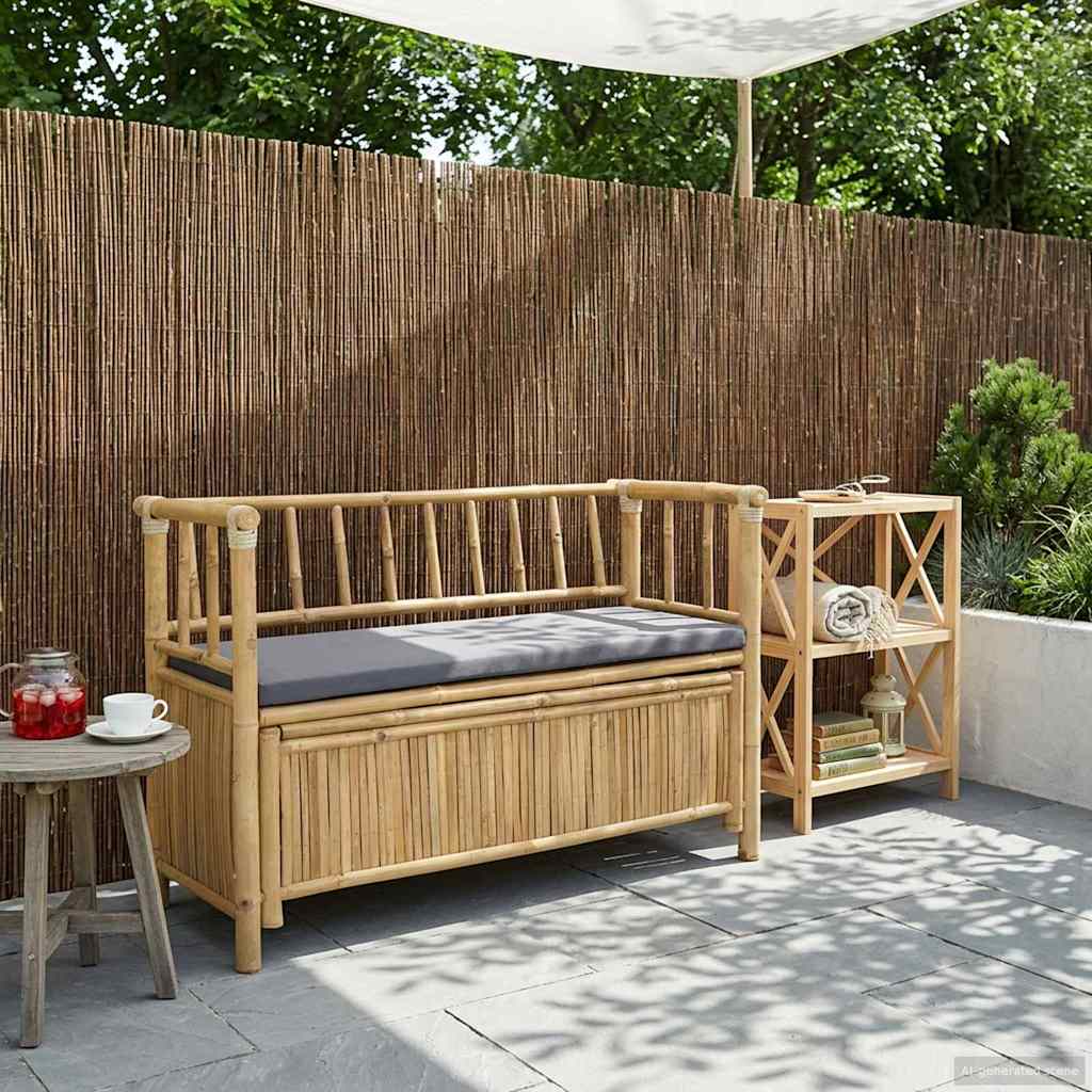 Banco De Almacenamiento De Jardín 110 X 47 X 80 Cm Bambú