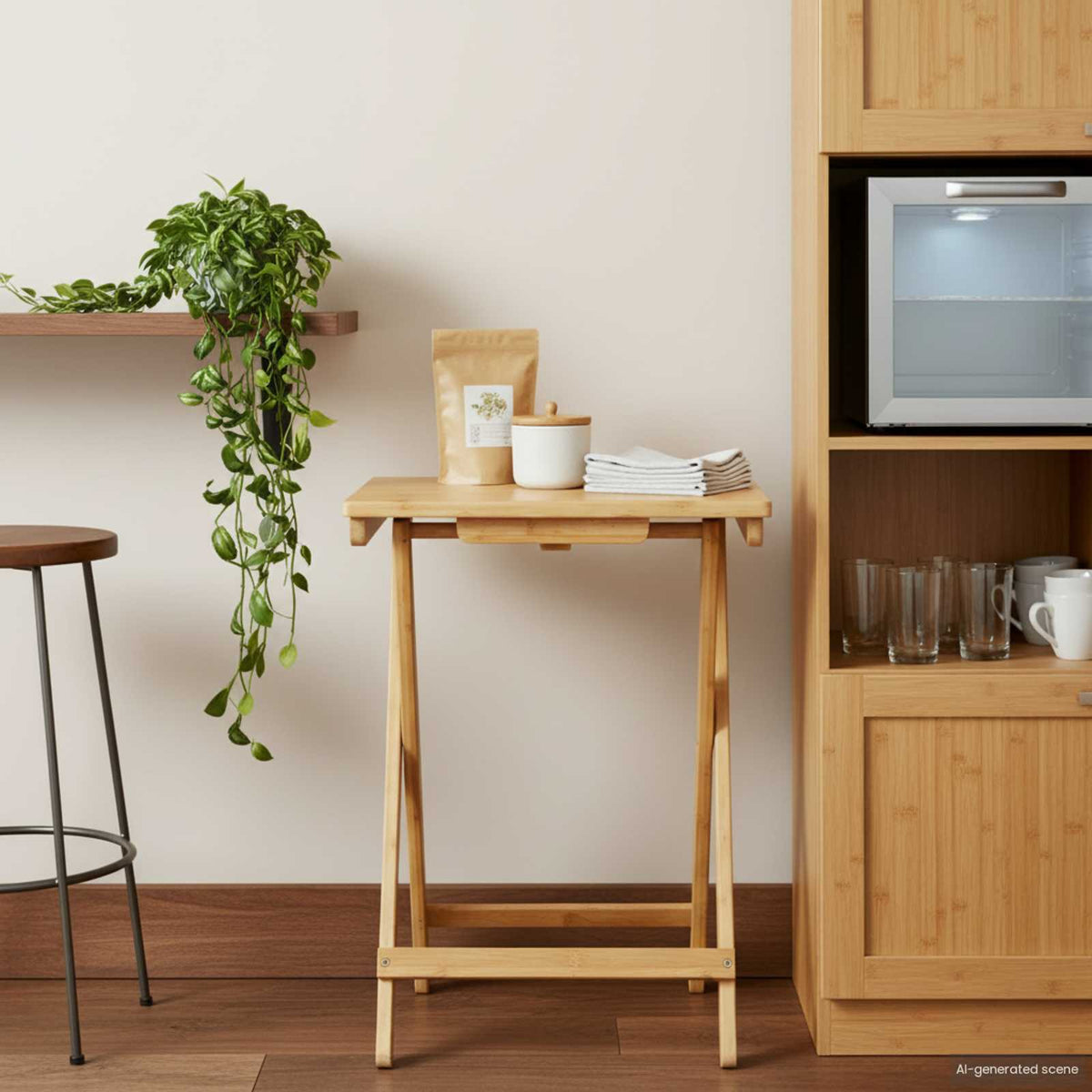 Mesa De Cocina Manual Natural 40 X 30 X 53,5 Cm Bambú