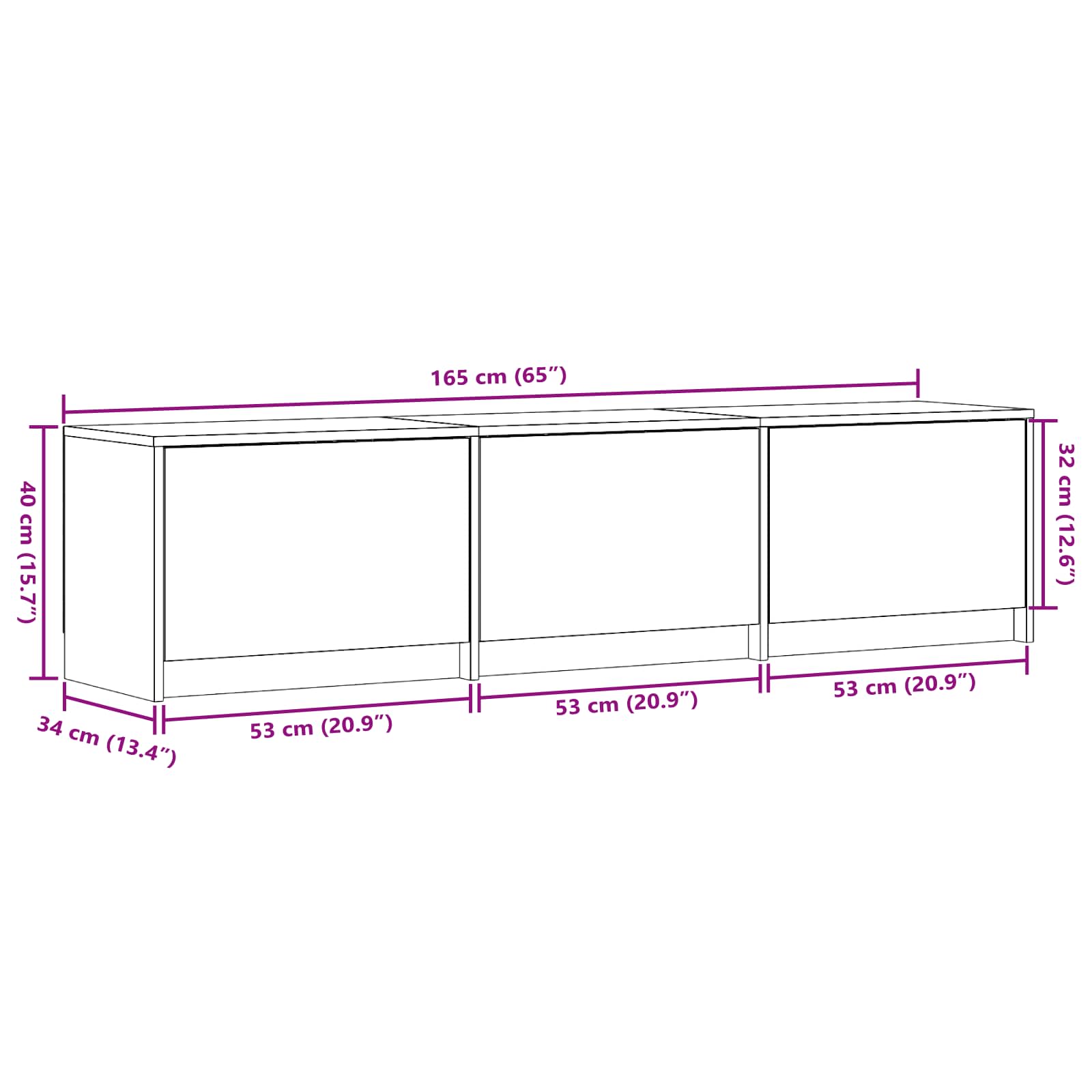Mueble De Tv Con Led Con Led 165 X 34 X 40 Cm
