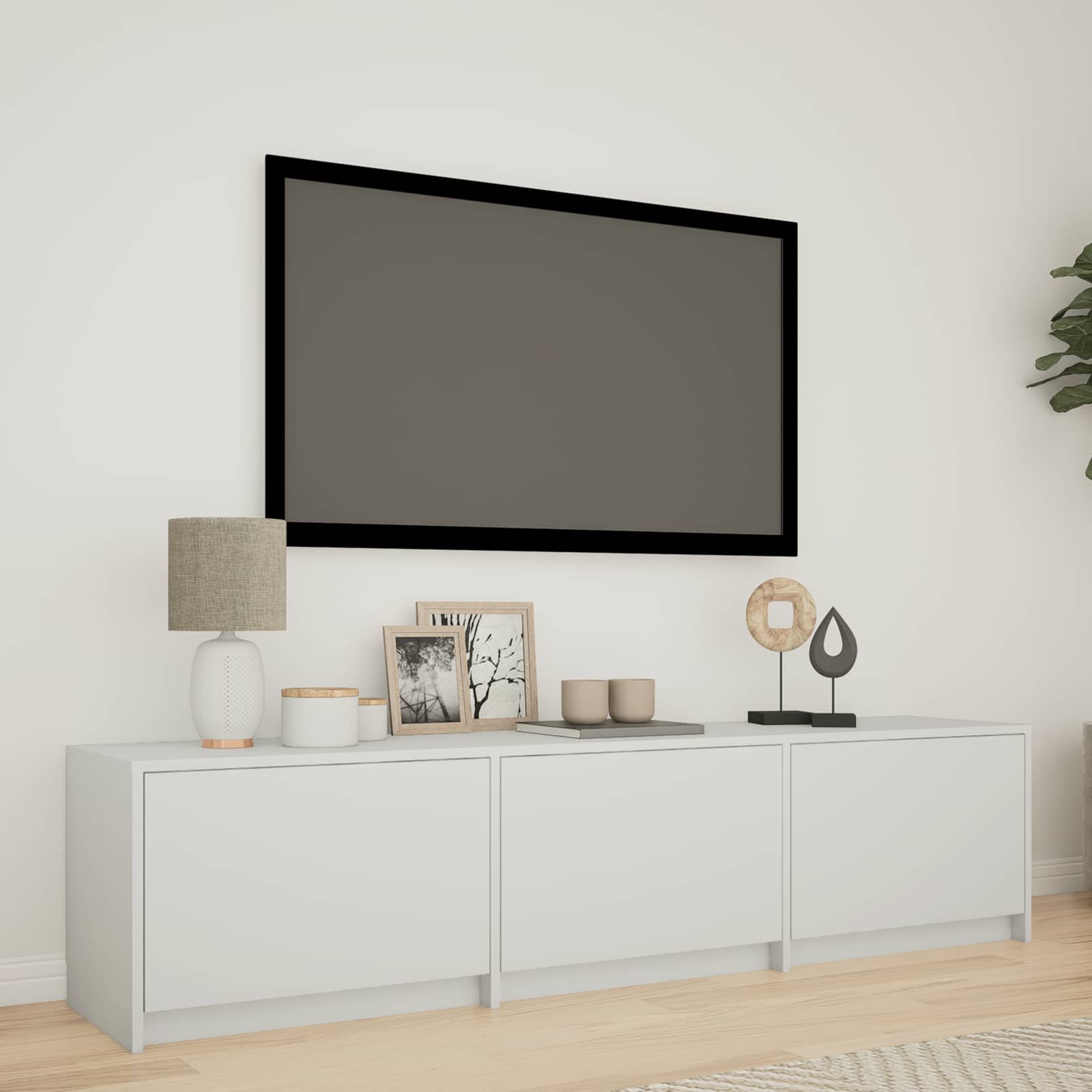 Mueble De Tv Con Led 165 X 34 X 40 Cm Madera De Ingeniería