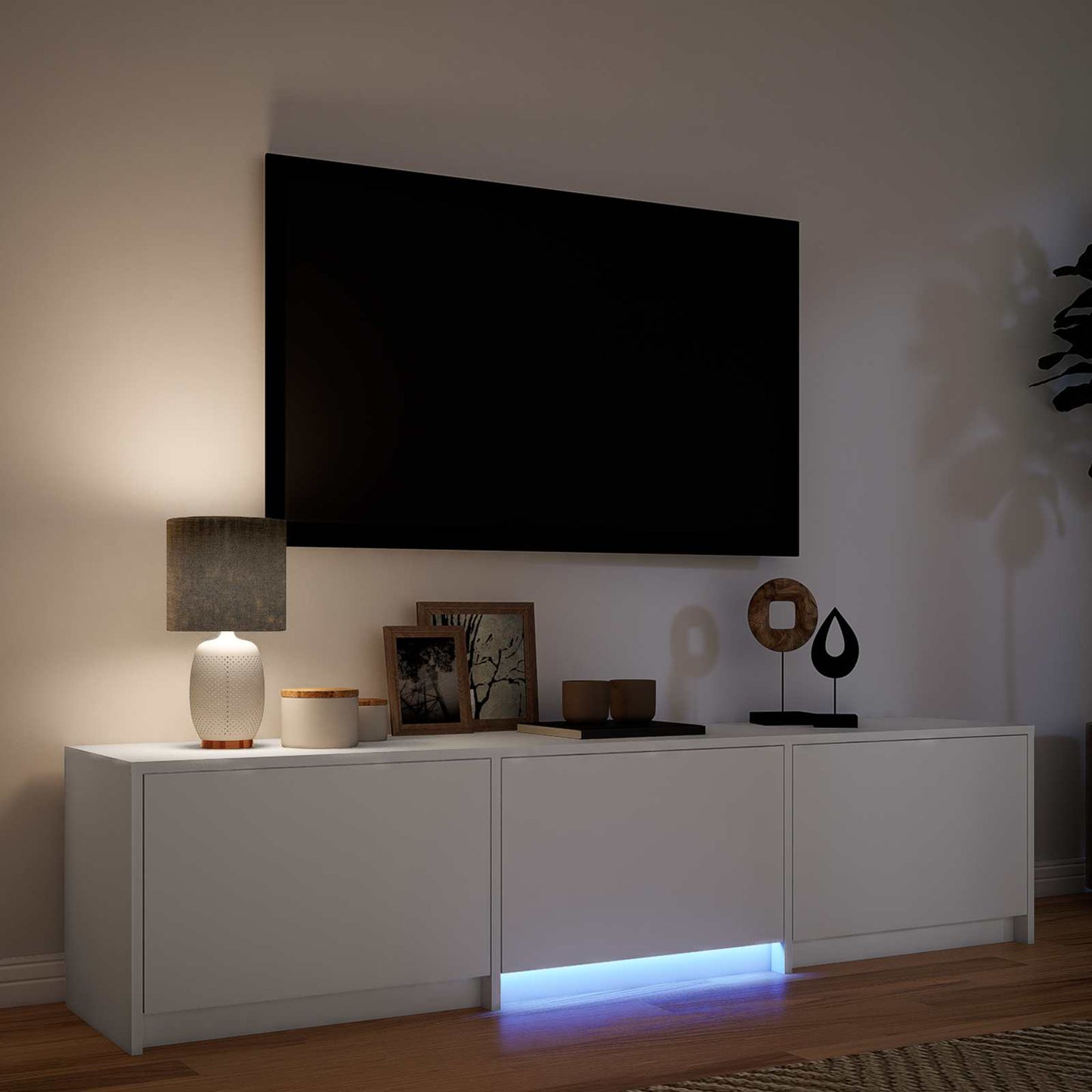 Mueble De Tv Con Led 165 X 34 X 40 Cm Madera De Ingeniería