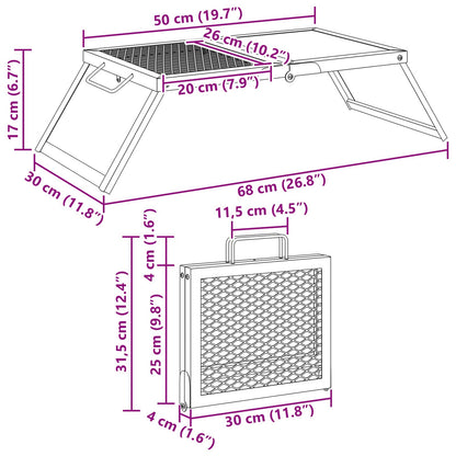 Parrilla De Camping Plegable Negro 31,5 X 26,5 X 4 Cm