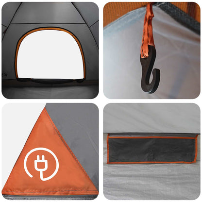 Tienda De Camping Con Techo Gris Y Naranja 275 X 215 X 125 Cm