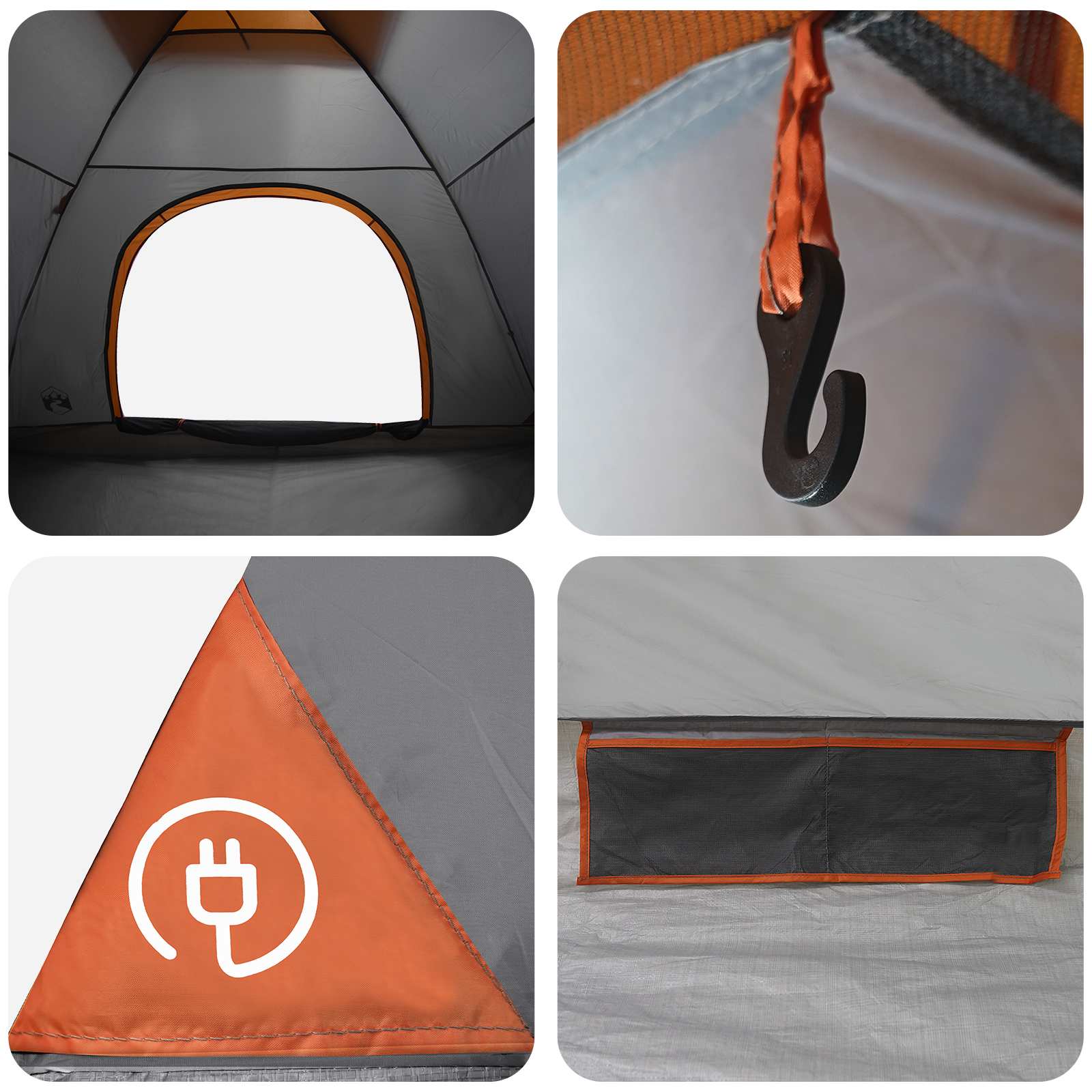 Tienda De Camping Con Techo Gris Y Naranja 335 X 275 X 180 Cm