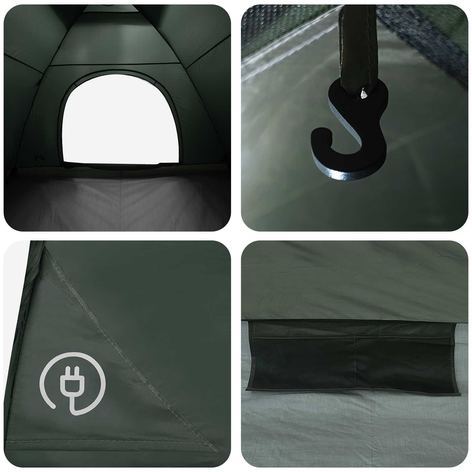 Tienda De Camping Con Techo Verde Militar 335 X 275 X 180 Cm