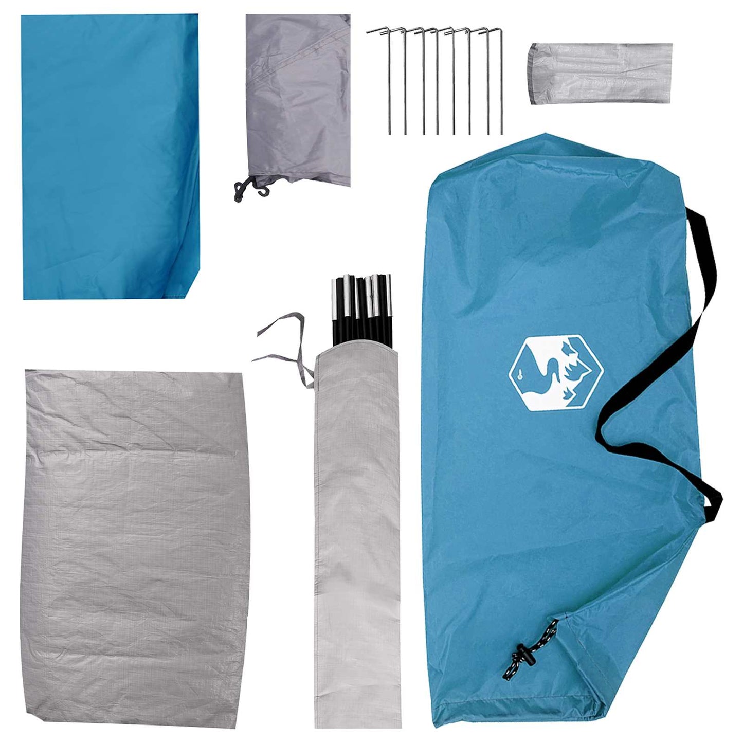Tienda De Camping Con Techo Azul 2 Personas Poliéster Y Acero