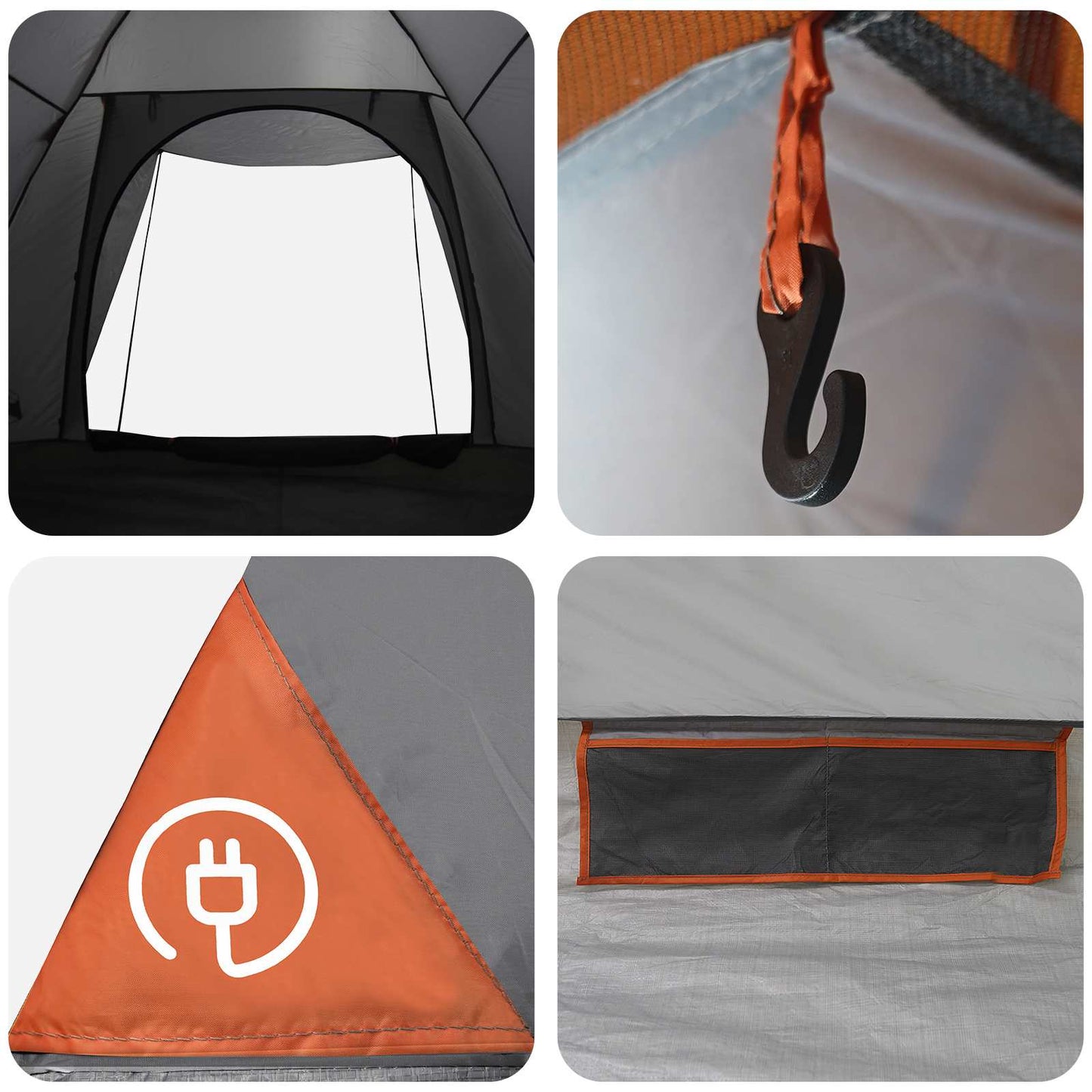 Tienda De Camping Gris Y Naranja 2 Personas Poliéster Y Acero