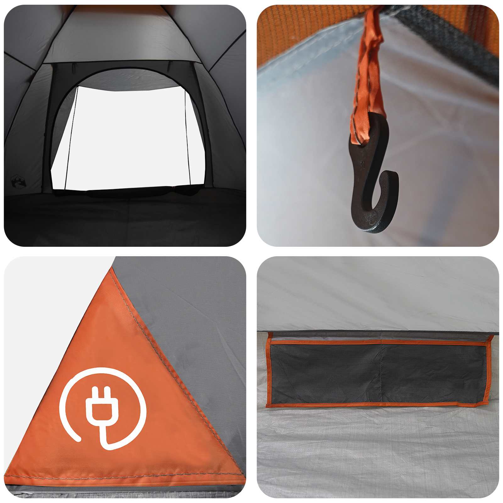 Tienda De Camping Gris Y Naranja 4 Personas Poliéster Y Acero