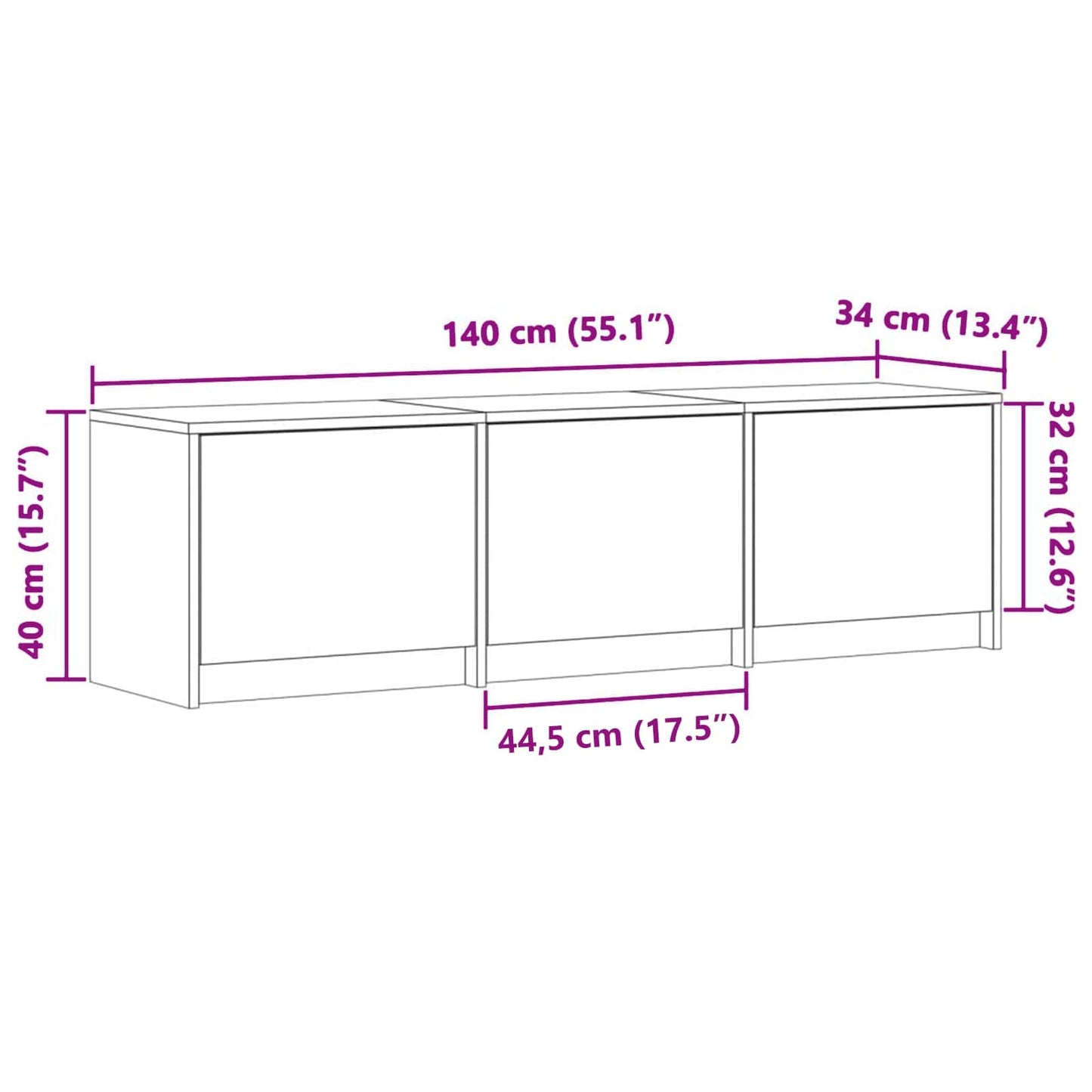 Mueble De Tv Con Led 140 X 34 X 40 Cm Madera De Ingeniería