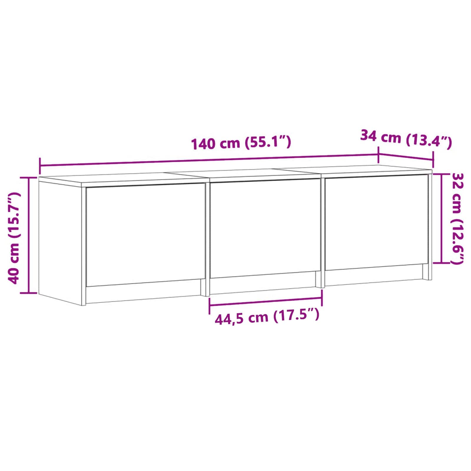 Mueble De Tv Con Led 140 X 34 X 40 Cm Madera De Ingeniería