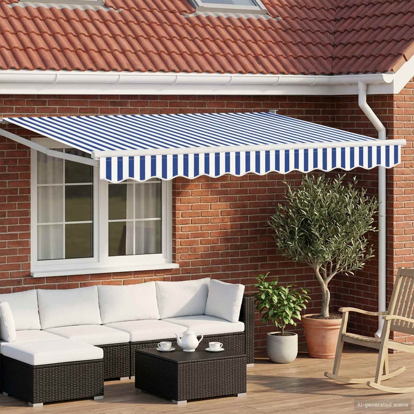 Toldo Retráctil Aluminio Y Tela Gris Antracita