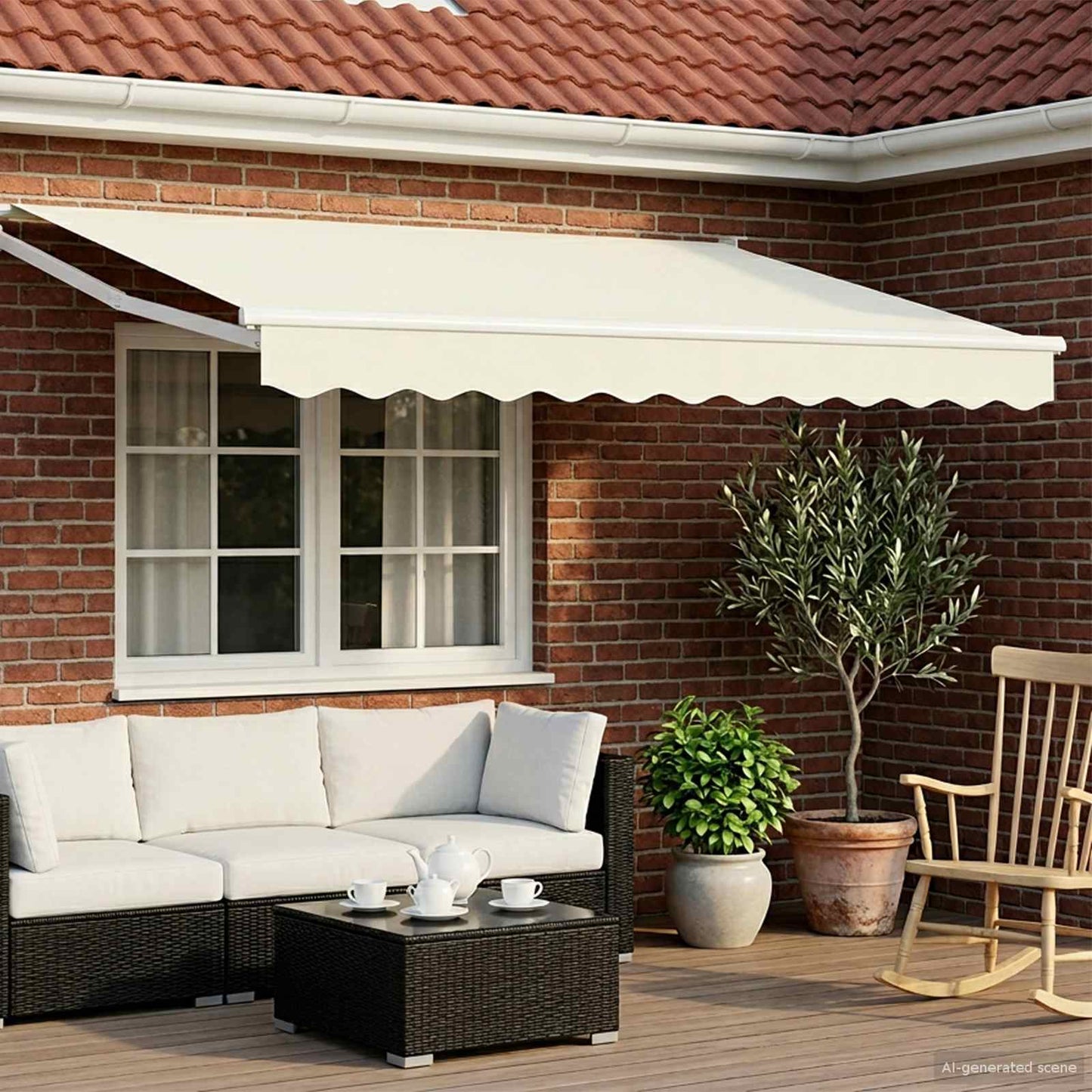 Toldo Retráctil Aluminio Y Tela Gris Antracita