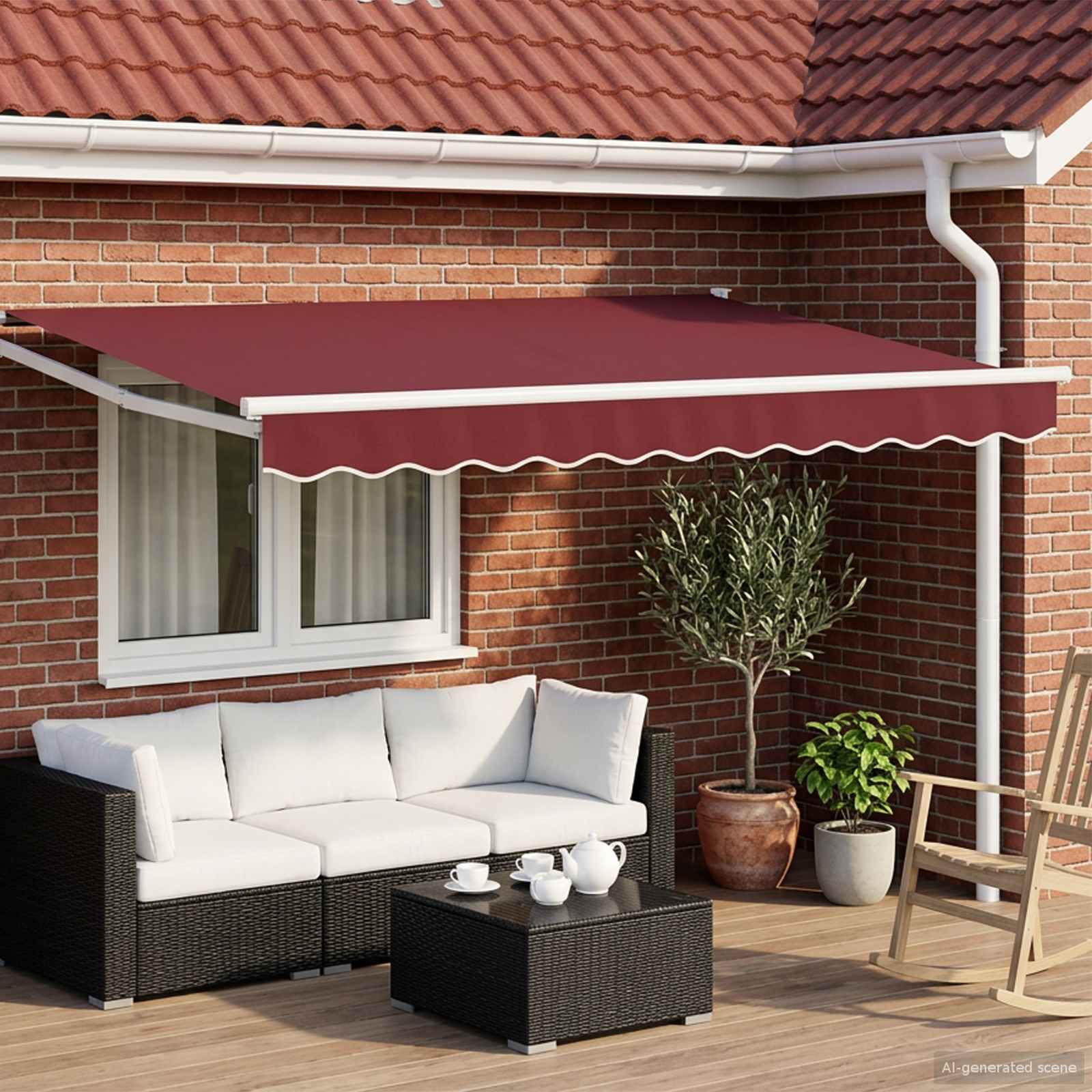 Toldo Retráctil Aluminio Y Tela Gris Antracita