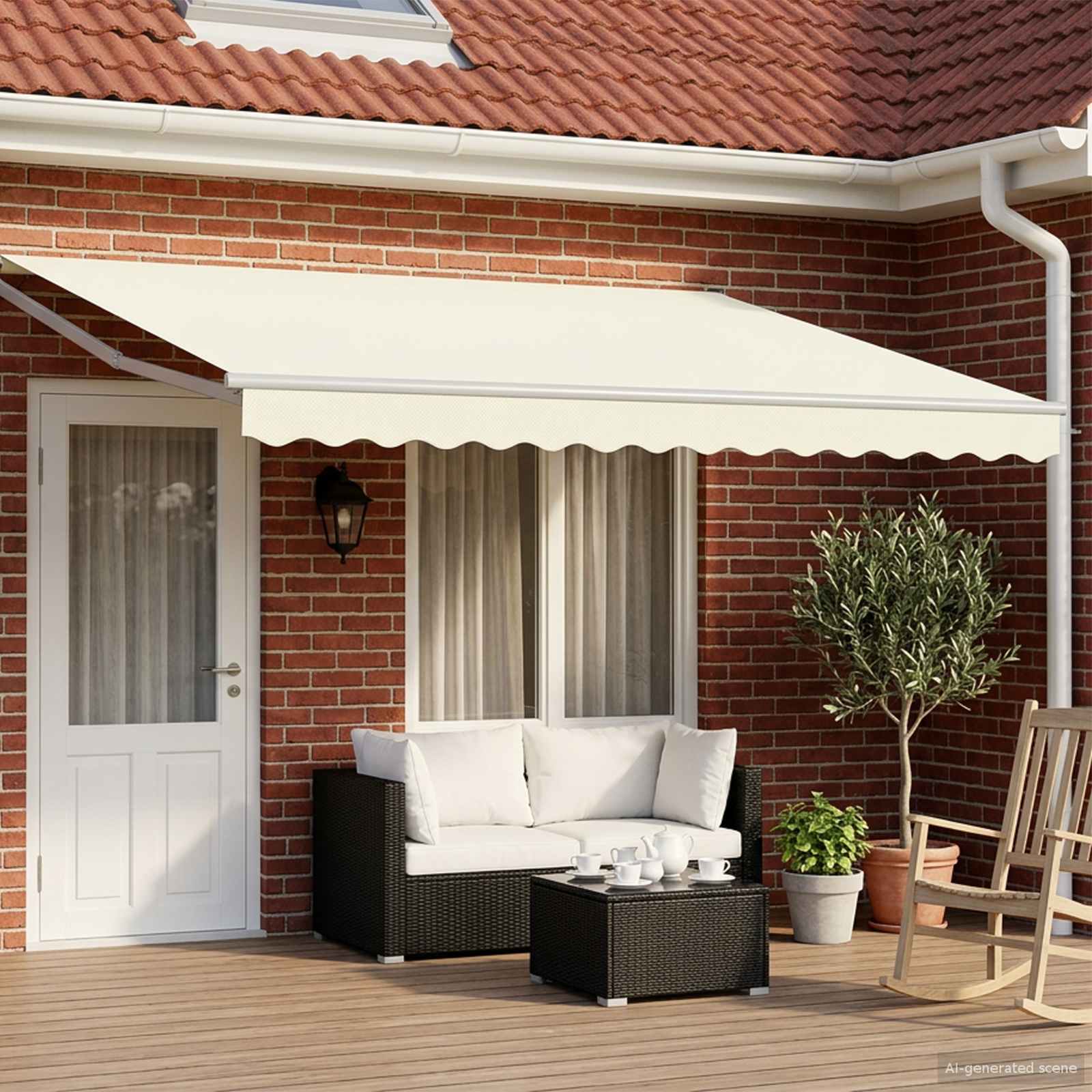 Toldo Retráctil Aluminio Y Tela Gris Antracita