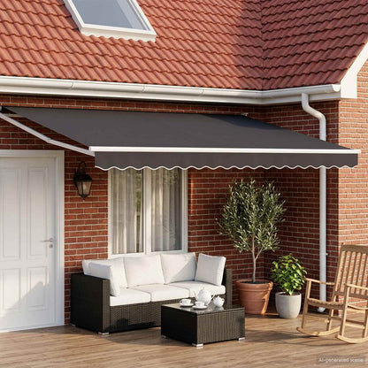 Toldo Retráctil Aluminio Y Tela Gris Antracita