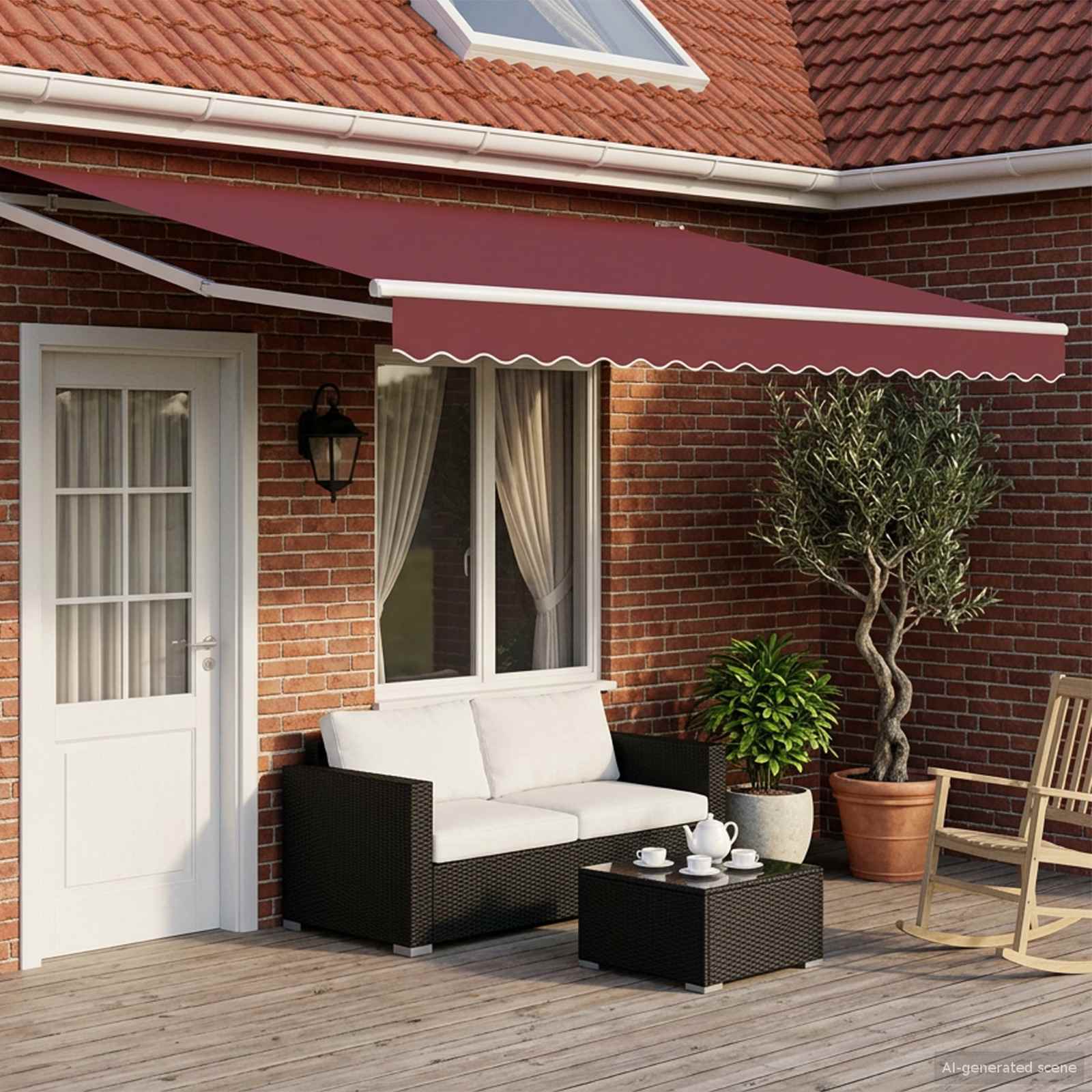 Toldo Retráctil Aluminio Y Tela Gris Antracita