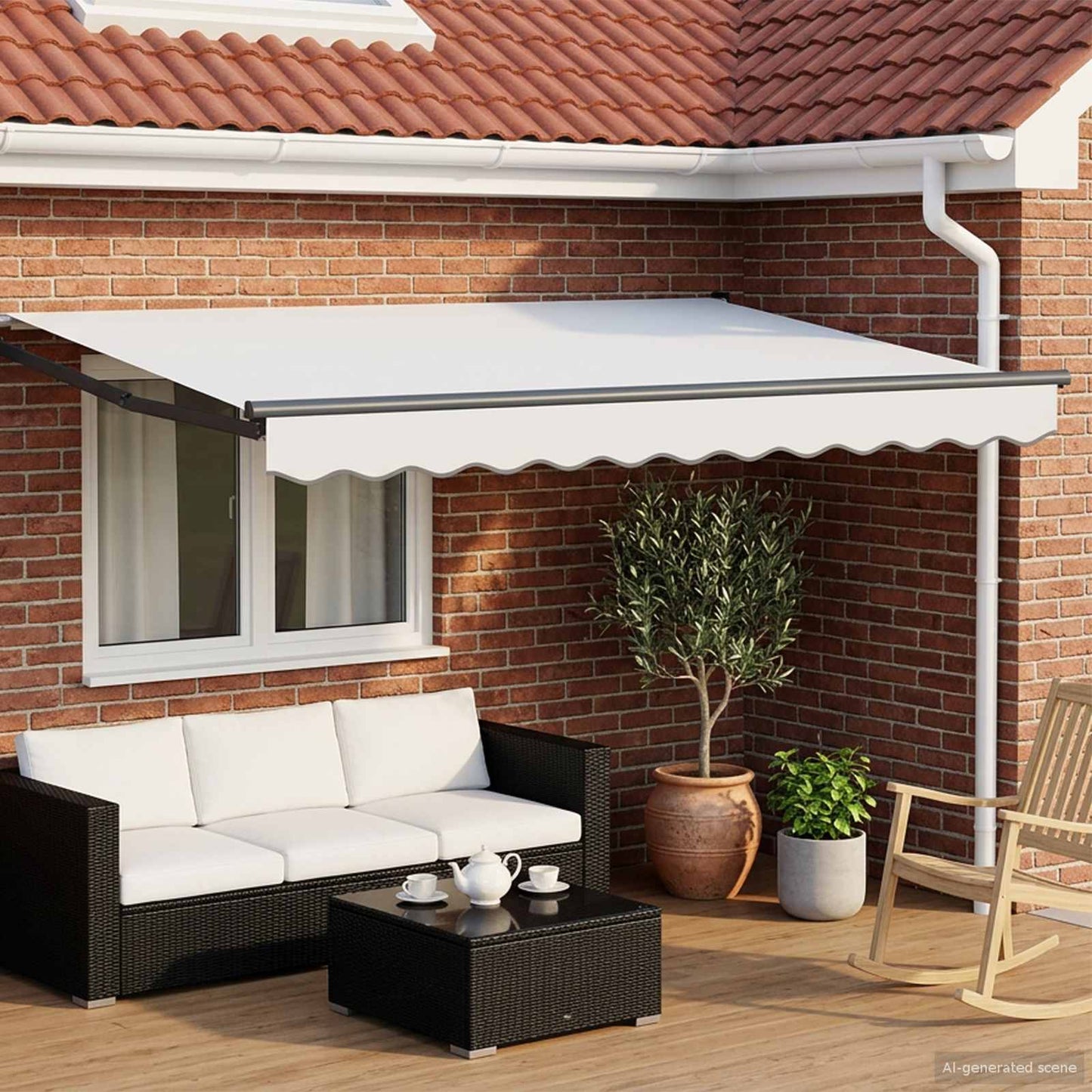 Toldo Retráctil Aluminio Y Tela Gris Antracita