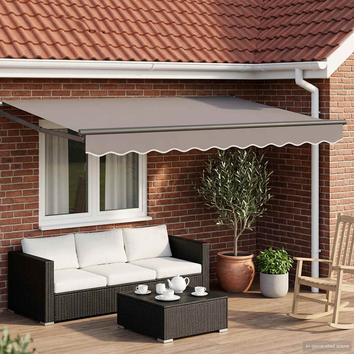 Toldo Retráctil Aluminio Y Tela Gris Antracita