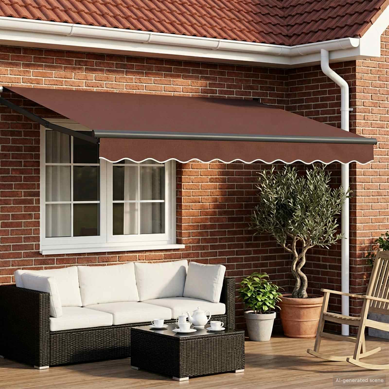 Toldo Retráctil Aluminio Y Tela Gris Antracita