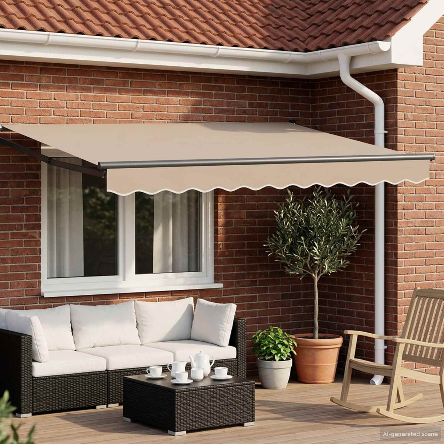 Toldo Retráctil Aluminio Y Tela Gris Antracita