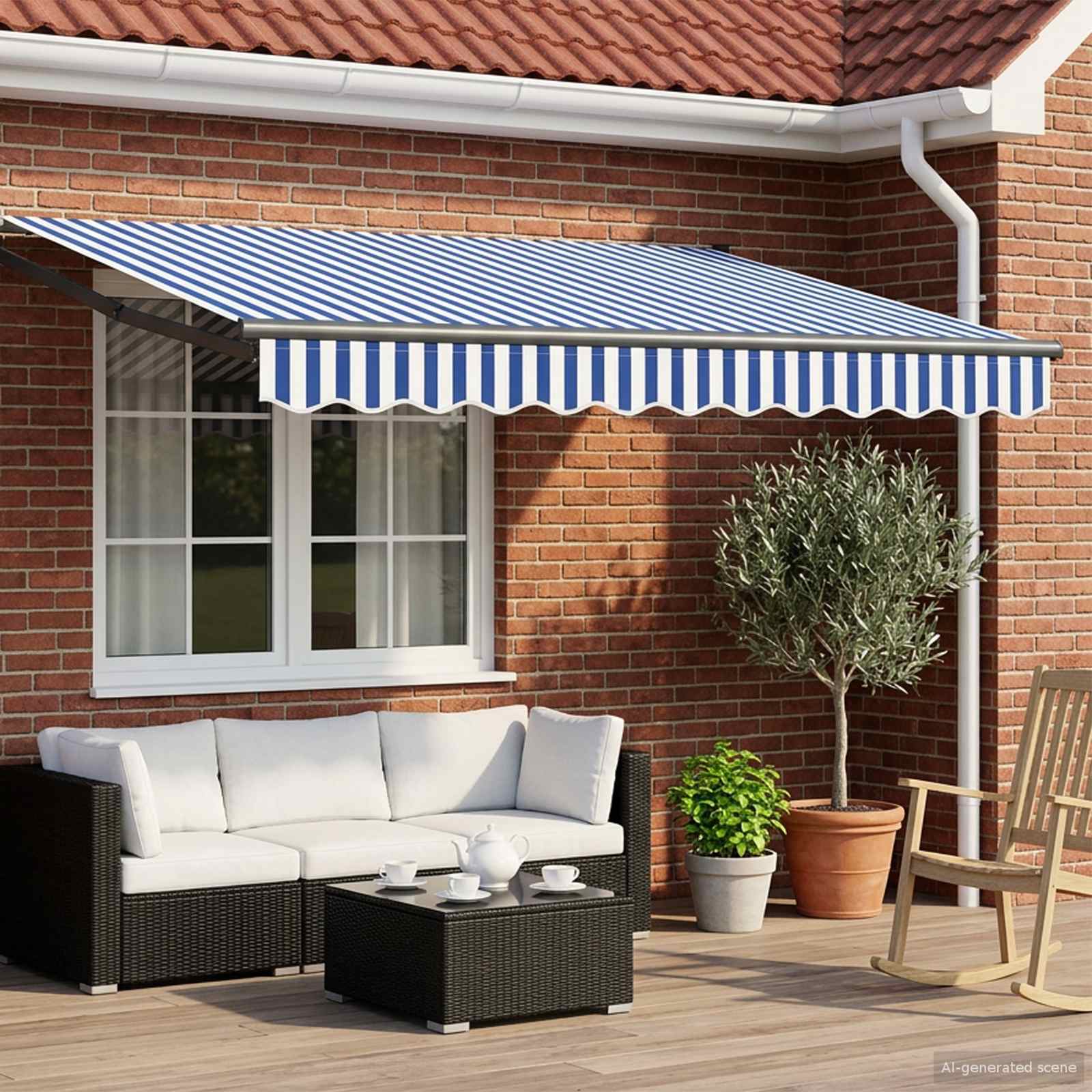 Toldo Retráctil Aluminio Y Tela Gris Antracita