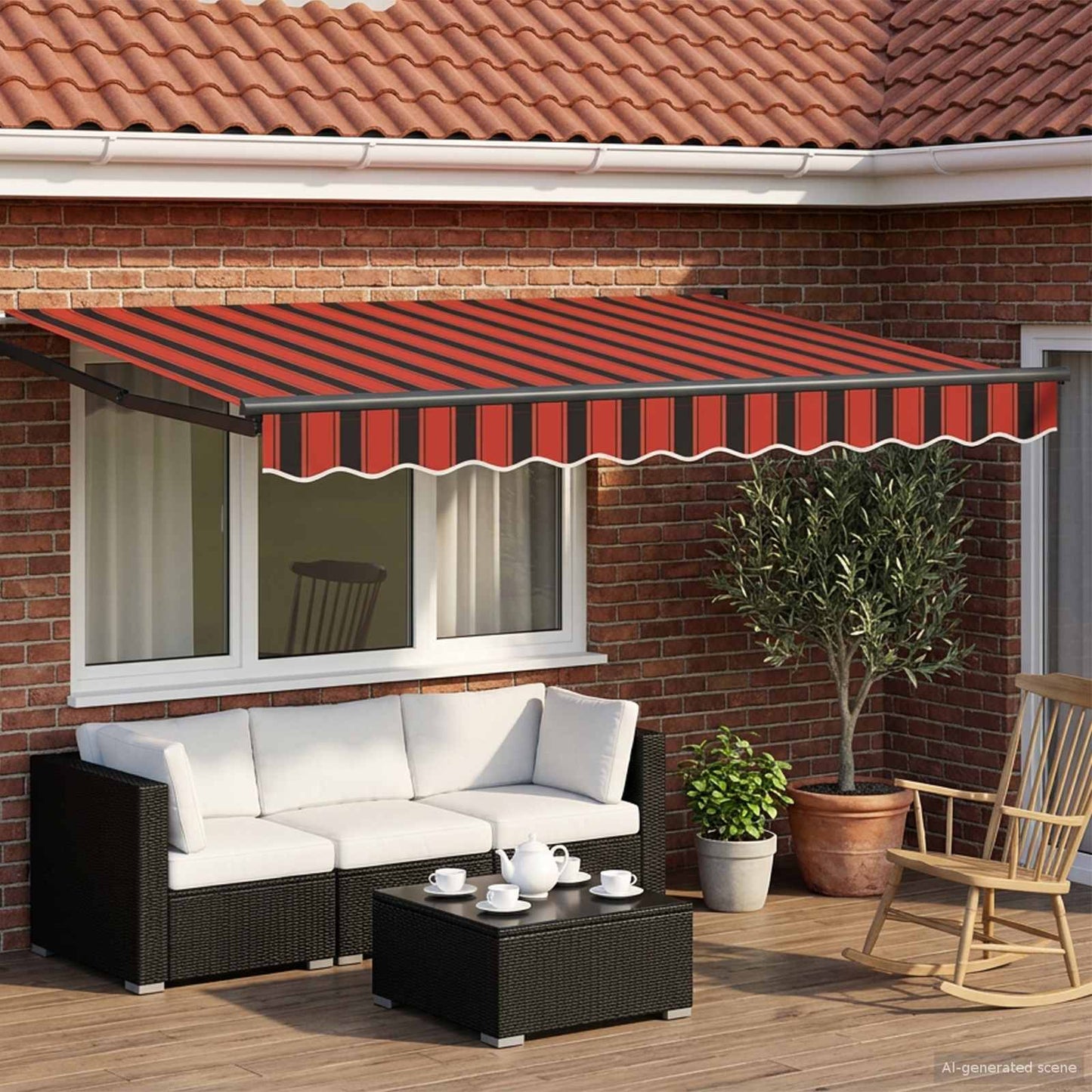 Toldo Retráctil Aluminio Y Tela Gris Antracita