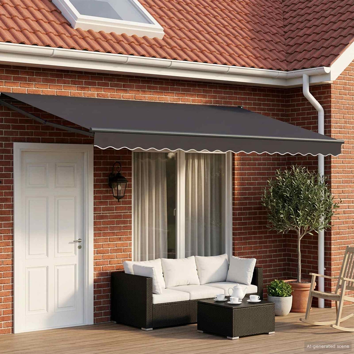 Toldo Retráctil Aluminio Y Tela Gris Antracita
