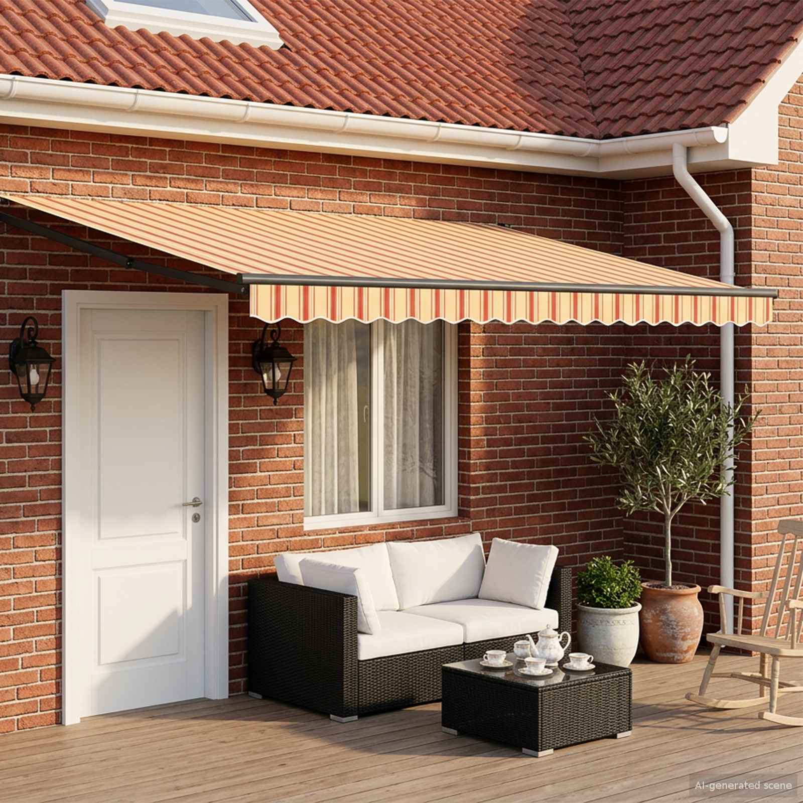 Toldo Retráctil Aluminio Y Tela Gris Antracita