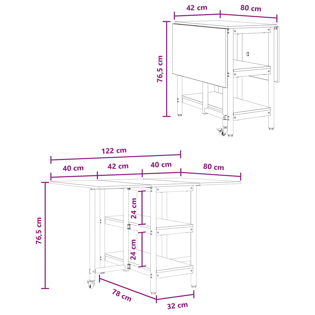 Mesa De Comedor 122 X 80 X 76,5 Cm Madera De Ingeniería