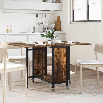 Mesa De Comedor Plegable Con Ruedas 130 X 80 X 76,5 Cm Acero Pb