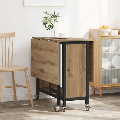 Mesa De Comedor Plegable Con Ruedas 130 X 80 X 76,5 Cm Acero Pb