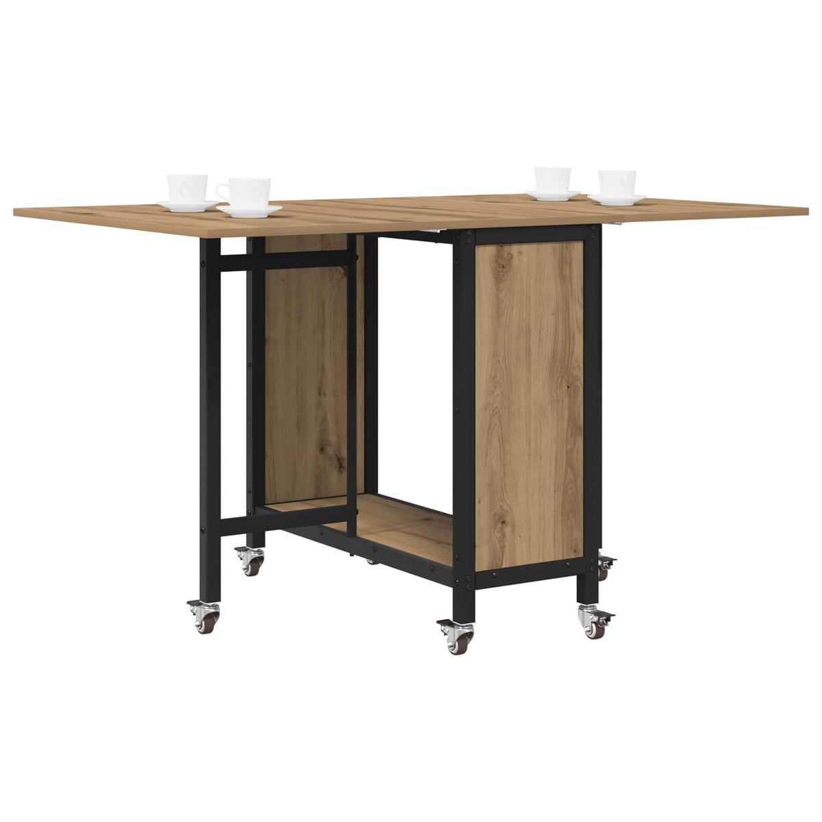 Mesa De Comedor Plegable Con Ruedas 130 X 80 X 76,5 Cm Acero Pb