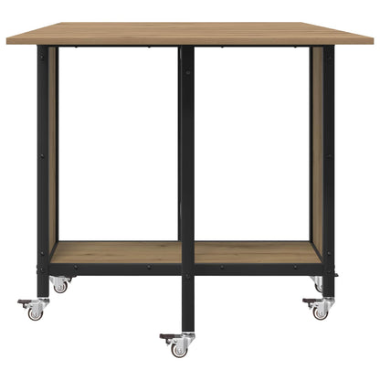 Mesa De Comedor Plegable Con Ruedas 130 X 80 X 76,5 Cm Acero Pb