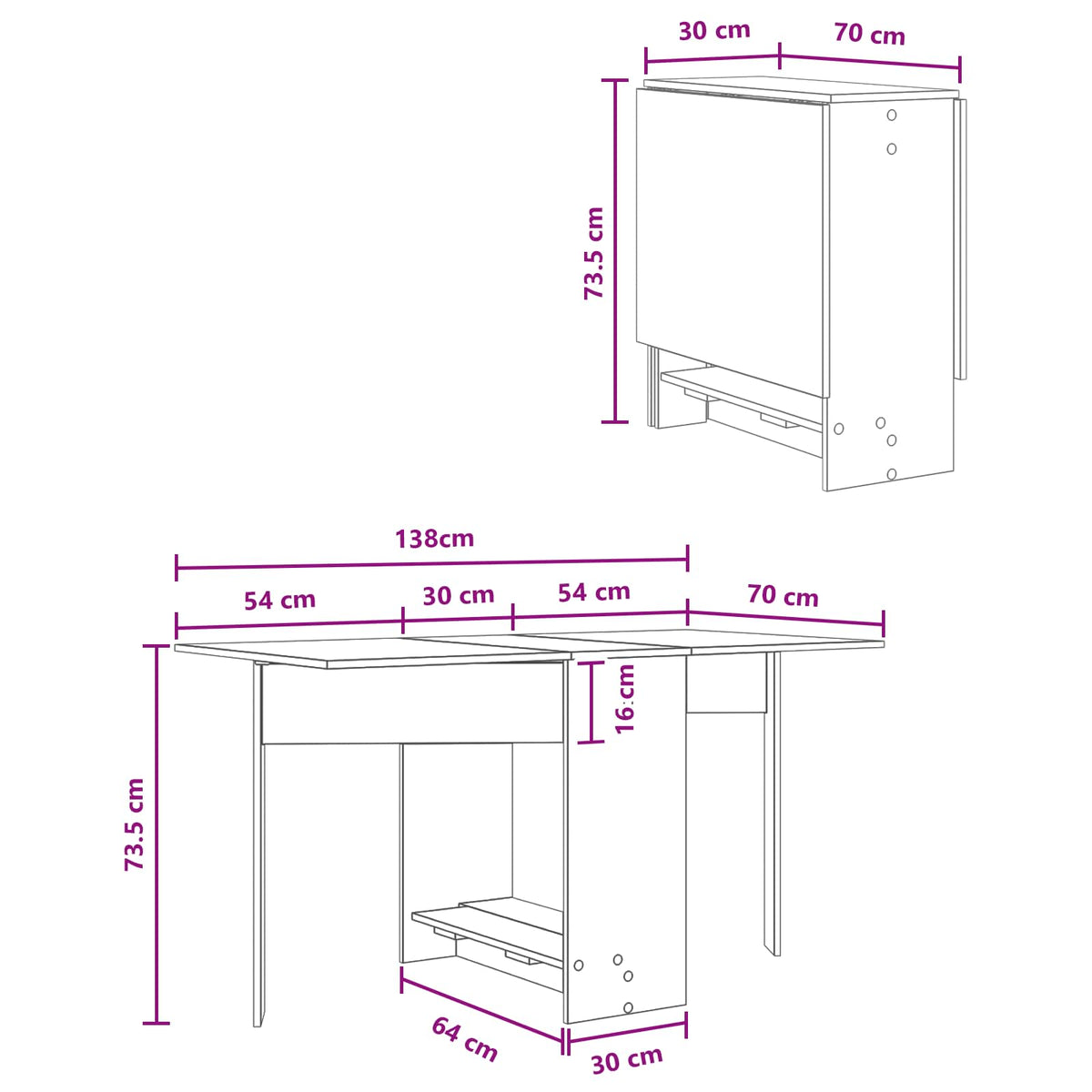 Mesa De Comedor 138 X 70 X 73,5 Cm Madera De Ingeniería