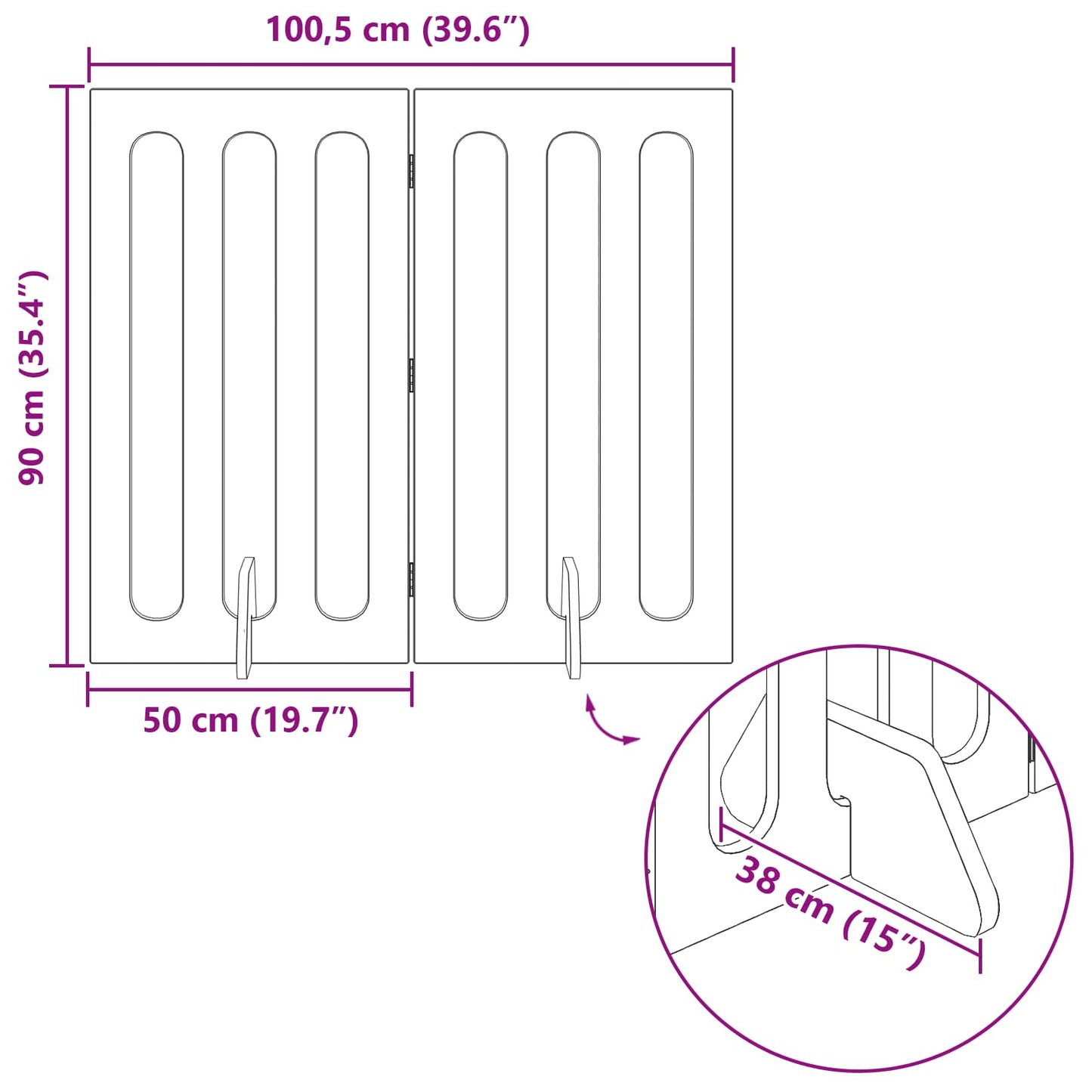 Valla Plegable Para Mascotas 2 Pcs 100,5 X 38 X 90 Cm