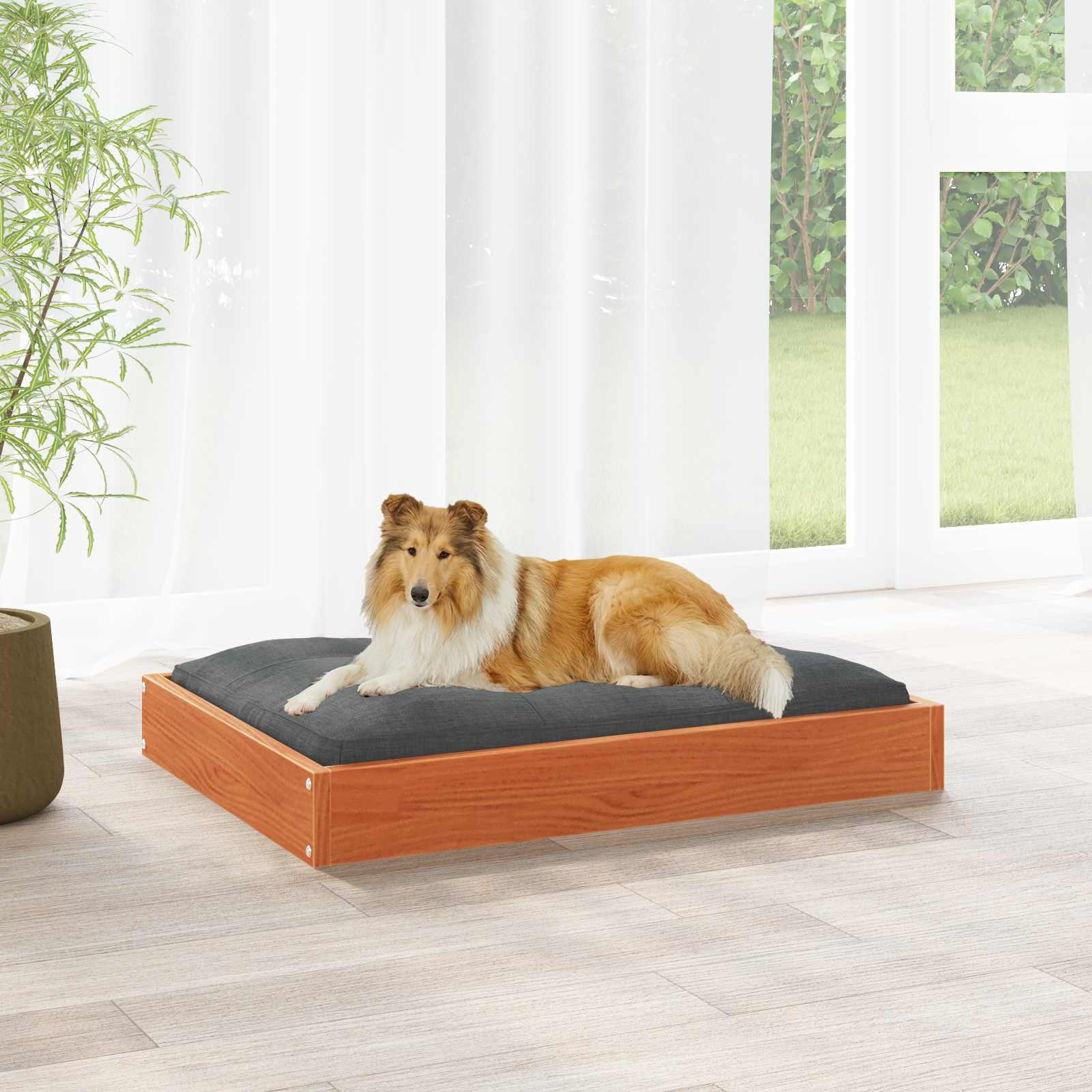 Cama Para Perros Madera Maciza De Pino 101,5X74X9 Cm