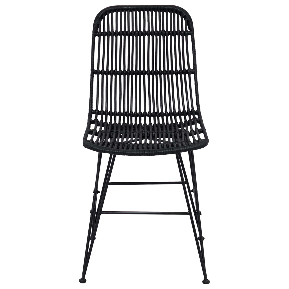 Silla De Comedor 2 Uds. Ratán Y Acero 41 X 55 X 85 Cm