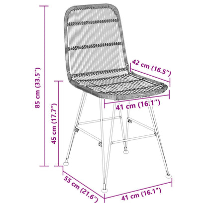 Silla De Comedor 2 Uds. Ratán Y Acero 41 X 55 X 85 Cm